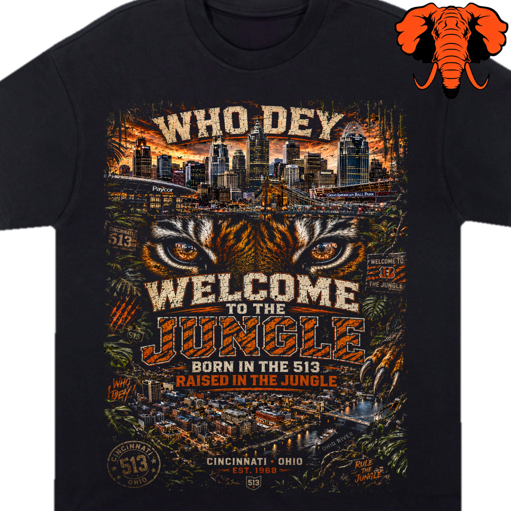 Welcome To The Jungle Cincinnati Bengals T-Shirt | Who Dey 513 Streetwear Tee